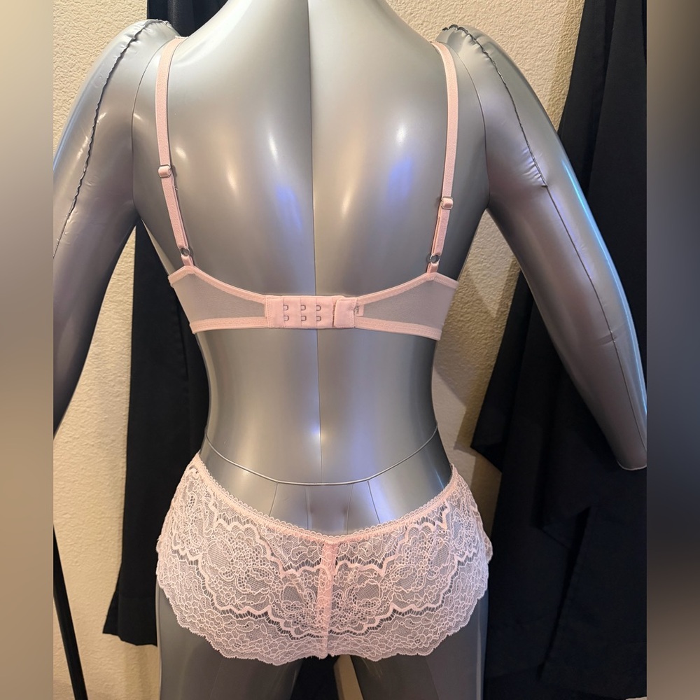 Victoria's Secret Dream Angel’s Blush Ribbon Lined Lace Demi and Thong Set - Picture 8 of 11